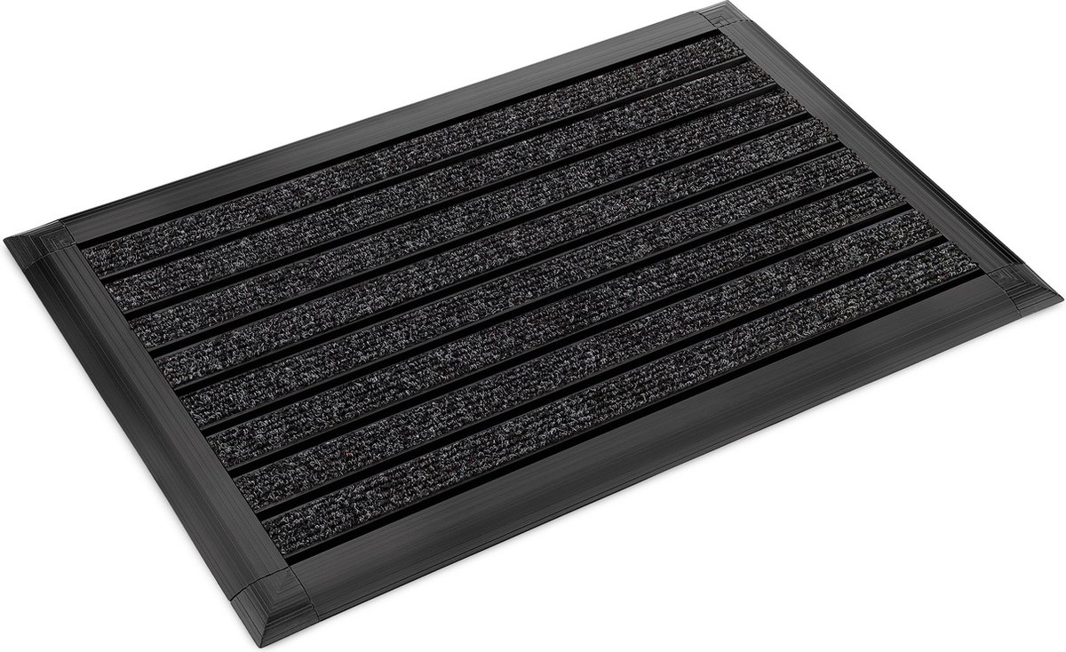 bomoe deurmat 40x60 cm AluGant - vloermat aluminium deurmat - voetmat buiten & binnen - deurmatten met rubber en hoge reinigende werking Antraciet