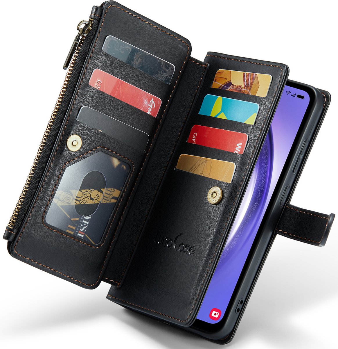 Hoesje geschikt voor Samsung Galaxy A54 - ZipCase Book Cover Case Leer Obsidiaan Zwart