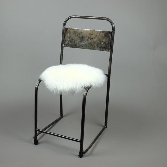 Stoelkussen schapenvacht rond natuurlijk wit - stoelzitting vacht - stoelpad schapenvacht - klein rond vachtje- stoelkussen eetkamer - Dutchskins