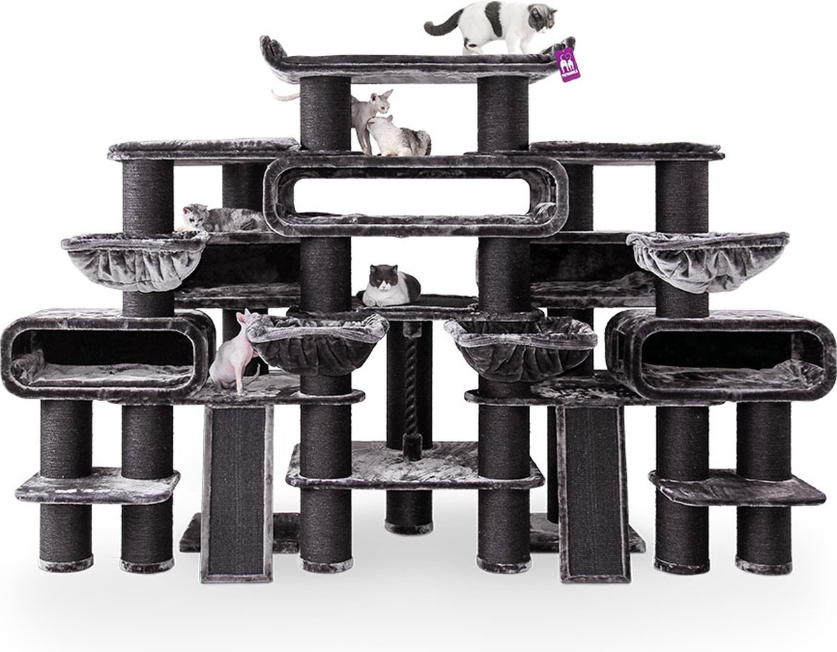 Petrebels Krabpaal XXL Krabpaal Norwegian 200 – Pepper – Voor meerdere katten – 325 x 125 x 200 cm