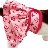 Loopsheidrokje hond Monogram roze Maat S - Loopsheidbroekje - Hondenluier - Voor kleine honden - Taille 21-28 cm