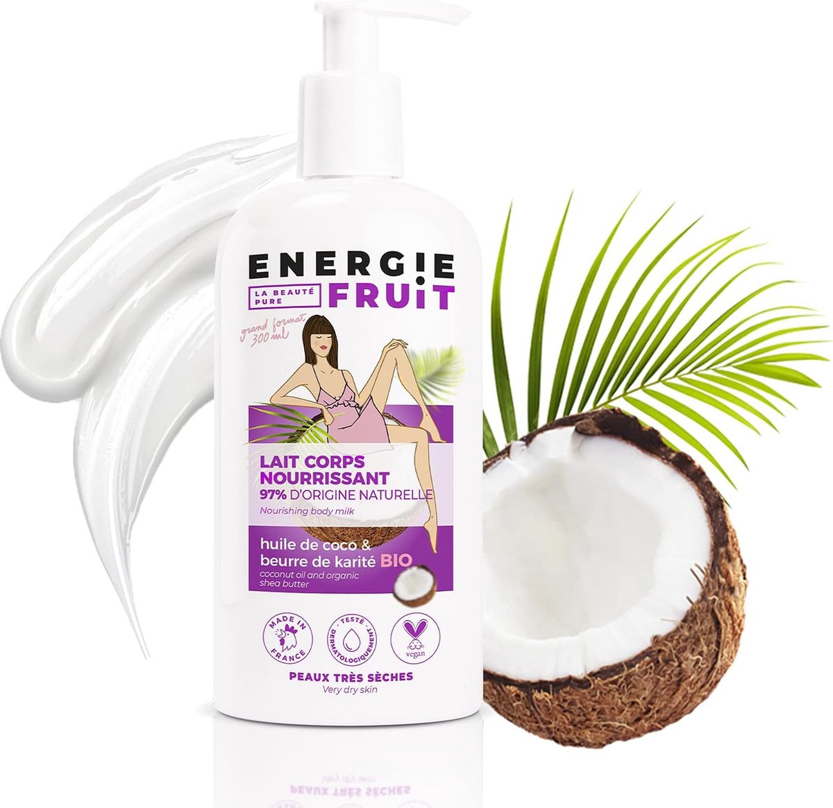 Energie Fruit Lait Hydratant sans Silicone Coco/Huile d’Argan Bio