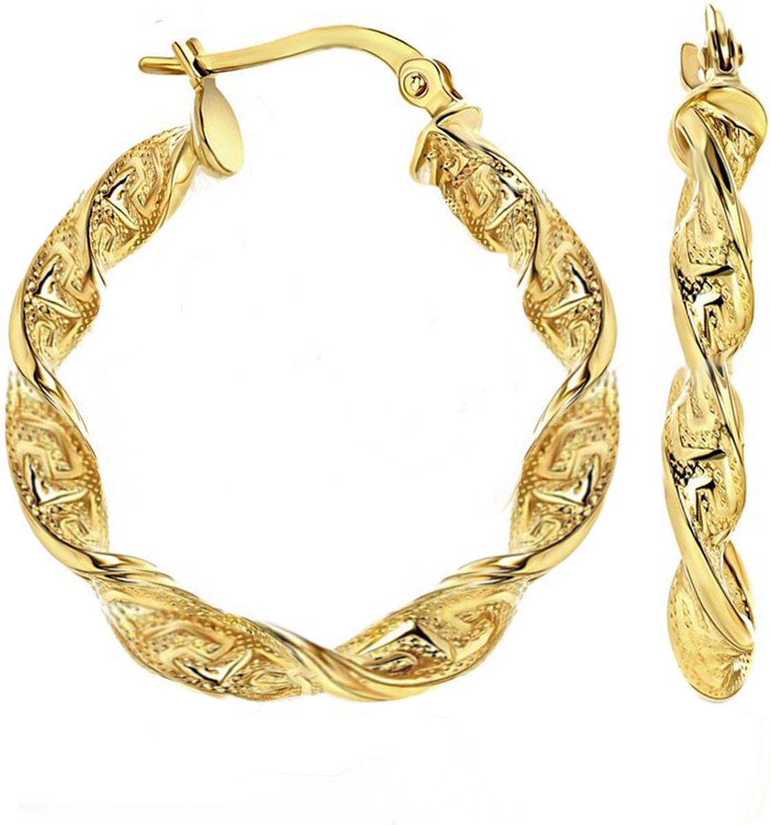 Juwelier Zwartevalk - 14 karaat gouden wokkel oorbellen 12.283/25mm--