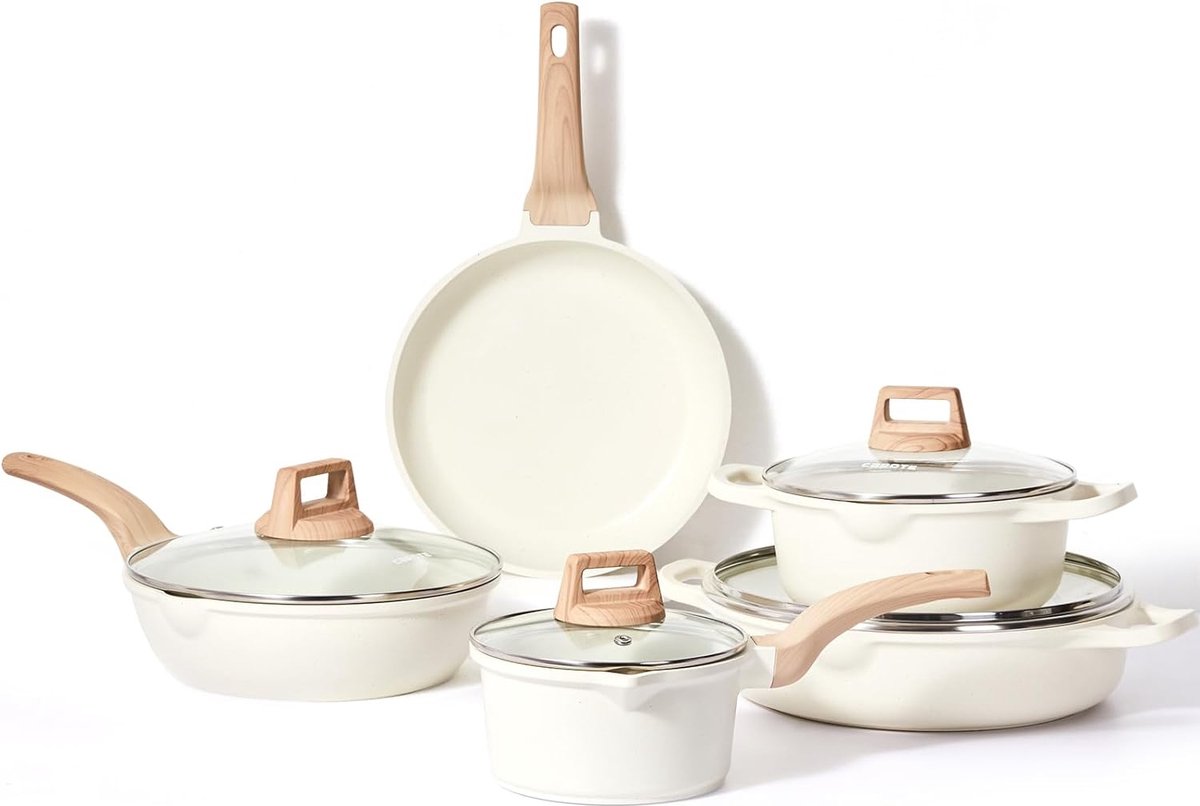 Pannenset 9-delig, pan 24 cm, steelpan 1,5 l, pan 20,28 cm 2,3 l / 3,8 l, anti-aanbaklaag braadpan 24 cm coating met deksel, kookgereiset, inductiepan