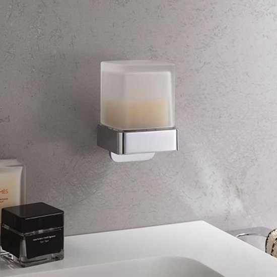 Emco loft vloeibare zeepdispenser (container kristalglas gesatineerd, hoogte 160 mm, breedte 70 mm) pompkop kunststof zwart, 52113301