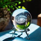 3D Galaxy kristallen bol ornamenten, glazen Galaxy bal presse-papier met zilveren standaard voor huisdecoratie, cadeau voor kind