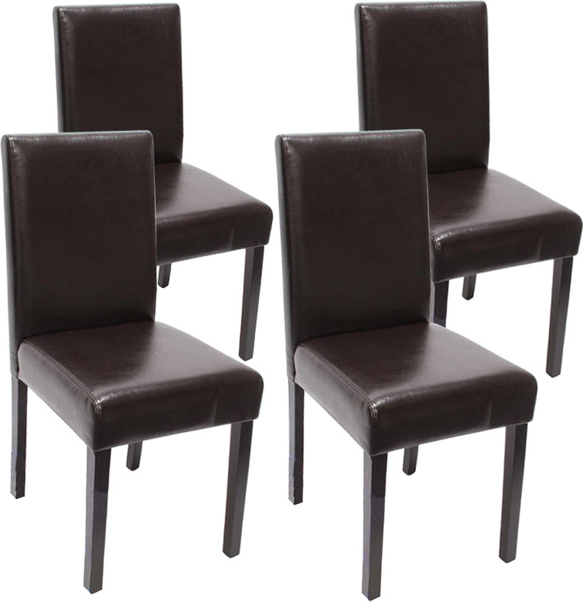 Cosmo Casa Set van 4 Eetkamerstoelen - Keukenstoelen - Klassiek Ontwerp - Comfort - Leer - Bruin/Donkere