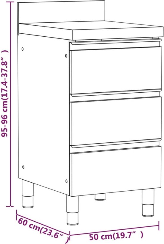 Gerookte eikenhouten keukenkast 57x41,5x131,5 cm bewerkt hout