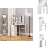 vidaXL Coiffeuse Table de maquillage d'angle - 111 x 54 x 141,5 cm - MDF blanc - avec 3 miroirs et éclairage LED- Meubles de salle de bain
