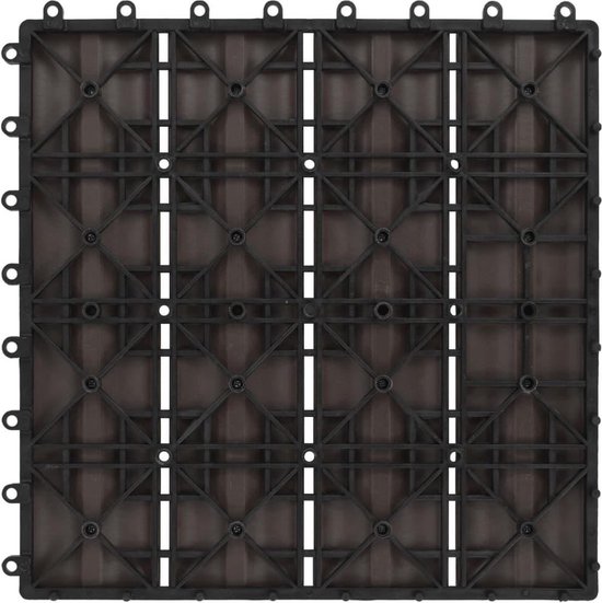 vidaXL 11x Patio Tile Deep Embossed 30x30cm 1m2 HKC Dark Brown Terrace Tiles