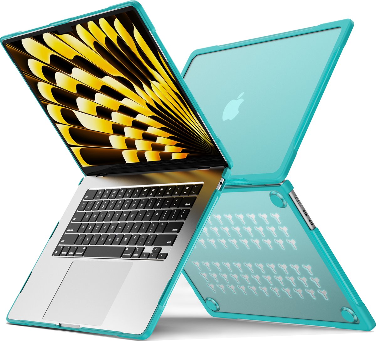 Case2go - Hoes voor Macbook Air 15 Inch (2023) - 360 Bescherming - Click on - Lichtblauw