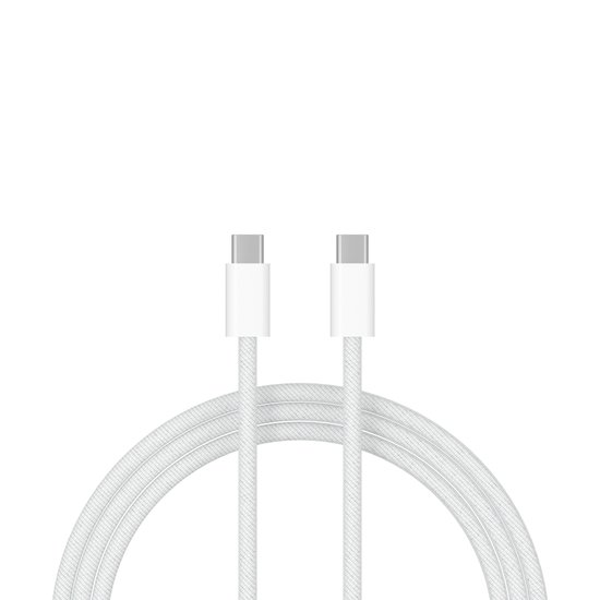 ShieldCase USB-C naar USB-C kabel geschikt voor Apple iPhone 15 Series - Samsung Oplaadkabel geschikt voor snellader & Datasynchronisatie - 1 Meter USB-C oplaadkabel - Stevig gevlochten nylon materiaal (wit)