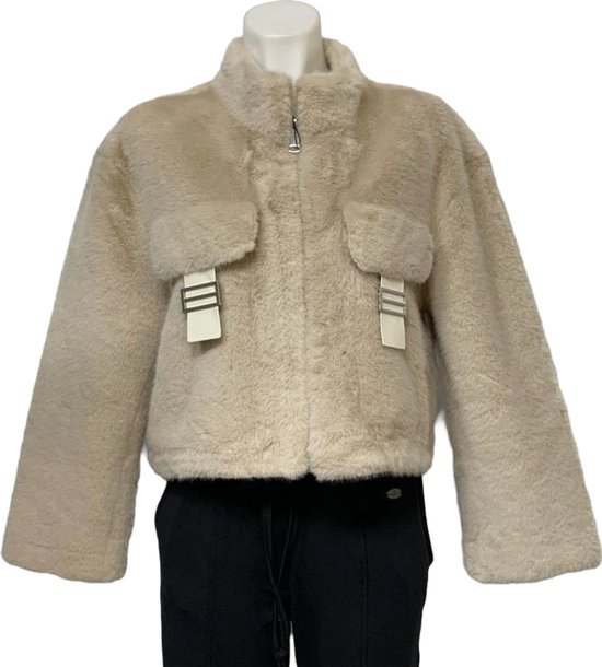 Manteau élégant en fausse fourrure pour femme avec poches - Chaud et doux - Disponible en 2 couleurs élégantes - Taille unique - Beige