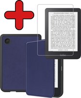 Étui adapté pour Kobo Clara 2E, étui de Luxe avec protecteur d'écran - Kobo Clara 2E Sleepcover Book Case - Bleu foncé