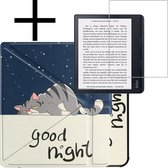 Hoes Geschikt voor Kobo Sage Hoesje Bookcase Cover Book Case Hoes Sleepcover Trifold Met Screenprotector - Kat
