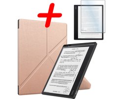 Hoes Geschikt voor Kobo Elipsa 2E Hoesje Bookcase Cover Hoes Trifold Met Screenprotector - Hoesje Geschikt voor Kobo Elipsa 2E Hoes Cover Case - Rosé Goud