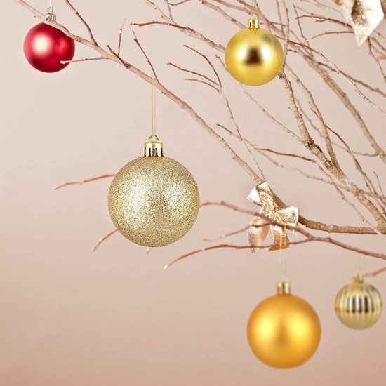 24 stuks 6,1 cm gele kerstbal kerstboom ornamenten kerstboom hangers kerst glanzende ballen kerstballen set voor kerstboom opknoping krans slinger decoraties (mat geel