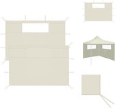 vidaXL Ensemble de parois latérales de tonnelle - Mur de tente de fête - Dimensions - 410 x 210 cm - Fenêtre en PVC - Couleur crème - Solide et durable - Tente de fête