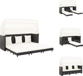 vidaXL Canapé-lit en Poly - Mobilier de jardin - 200x185x70/150 cm - Zwart/ Blanc crème - Canapé de salon