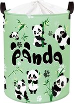 45 l, schattige panda, bamboe, kinderwasmand, opvouwbaar, rond, groen, opbergmand voor kleding, speelgoed in de slaapkamer, 36 x 45 cm