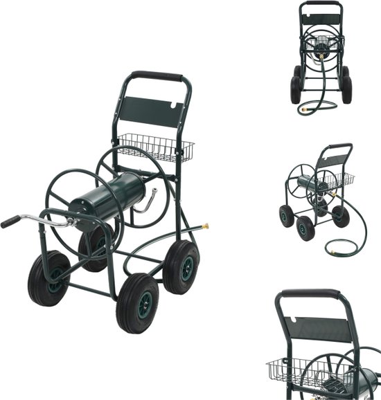 Foto: Vidaxl tuinslangwagen staal 95 5 x 55 x 97 cm 75m opwikkelcapaciteit slanghouder