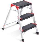 Bol.com Vouwladder opstapkruk dubbelzijdige aluminium ladder inklapbaar met antislip voeten lichte trapladder belastbaar tot 150... aanbieding