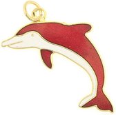 Behave Hanger dolfijn rood wit emaille 4,5 cm