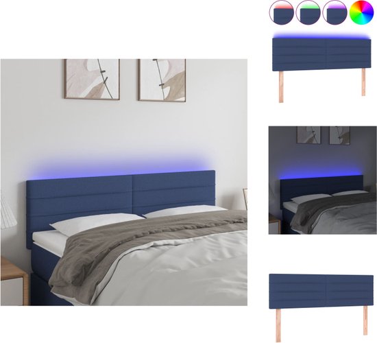 vidaXL Hoofdeinde - 144 x 5 x 78/88 cm - Duurzaam materiaal - Kleurrijke LED-verlichting - Verstelbare hoogte - Comfortabele ondersteuning - Snijdbare LED-strip - Bedonderdeel