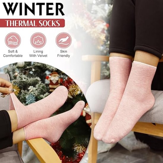 Chaussettes de Ski Femme Hiver Chaud Épais Tricoté En Peluche