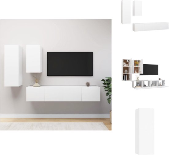 vidaXL TV-meubelset Modern - Hangend - Spaanplaat - Wit - 30.5 x 30 x 90 cm - 30.5 x 30 x 60 cm - 80 x 30 x 30 cm - Kast