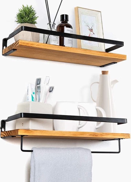 Lot De 5 Étagères Murales En Bois Rustique,Étagères Flottante Murale Blanc Pour Salon Chambre Et Bureau 120cm Y90