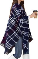 Poncho Cape dames warm open voorkant bedrukt gebreide plaid kwastje sjaal wrap oversized deken vest trui sjaal jas