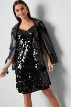 Sparkling dream glitter jurk - pailletten - feestjurk - dames - zwart - maat L