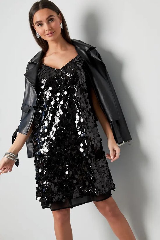 Sparkling dream glitter jurk - pailletten - feestjurk - dames - zwart