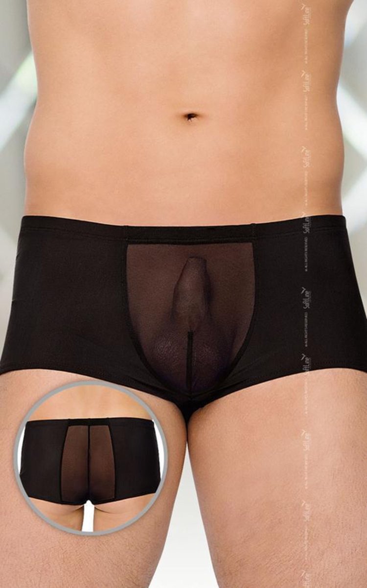 Sexy transparente heren boxers met visnet- SoftLine Collection - Zwart M/L