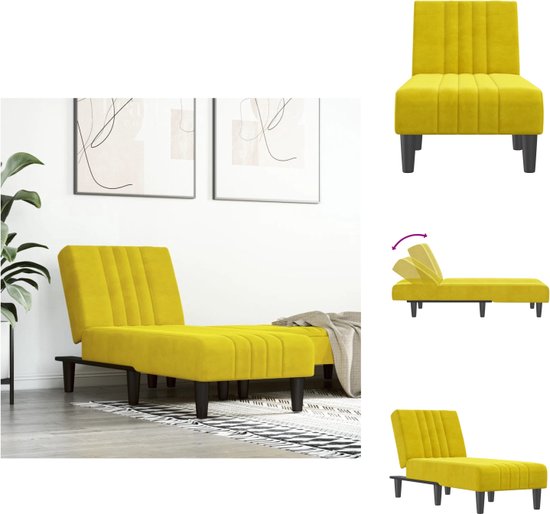 vidaXL Chaise longue geel fluweel - 55x155x33 cm - verstelbaar - Chaise longue