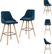 vidaXL Barstoelen Fluweel - 48 x 55 x 106 cm - Blauw - Barkruk