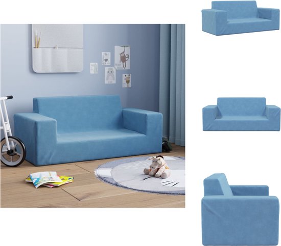 vidaXL Kinder slaapbank 2-zits inklapbaar - Crème zacht pluche - 94 cm | Leen Bakker
