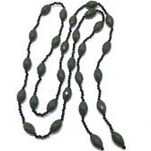 Behave Ketting - knoop ketting - groen - zwart - lange ketting - 125 cm