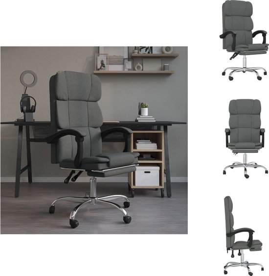 vidaXL Verstelbare Bureaustoel - Donkergrijs - 63 x 56 cm - Ademend en Duurzaam - Bureaustoel