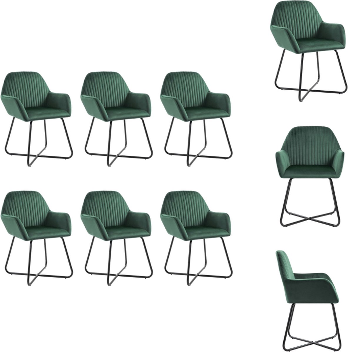 VidaXL Eetstoelen Eetkamerstoelen 61 x 61 x 84 cm Groen Eetkamerstoel