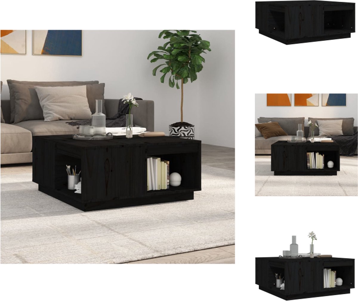 VidaXL Salontafel Massief Grenenhout Bijzettafel 80 x 81 x 36.5 cm Rustieke uitstraling Tafel