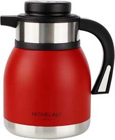 Michelino 54536 - Bouteille isotherme 1,2 litres - double paroi - distributeur de boissons - pichet isotherme - théière café thé gris Rouge