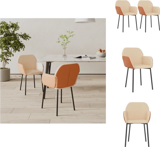 vidaXL Chaises de salle à manger - 54x59x76 cm - Crème et marron - Chaise de salle à manger