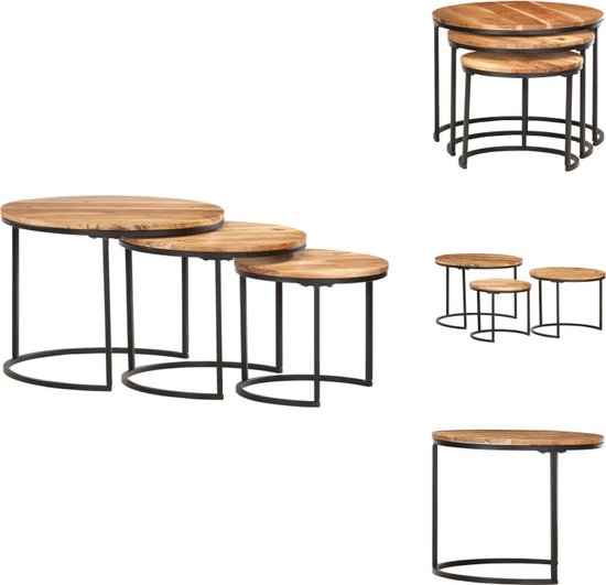 vidaXL Tables d'appoint - Bois - 60 x 60 x 45 cm - Set de 3 - Table