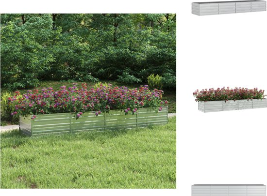 vidaXL Jardinière surélevée en métal 320x80x45 cm - Argent - Acier galvanisé - Pot de fleur