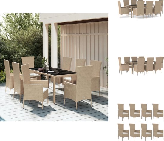 vidaXL 9-delige Tuinset met kussens poly rattan beige42556 - Tuinmeubilair | fnac België