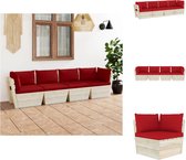 vidaXL Vierzitsbank - Tuinbank - Hout - 60 x 60 x 65 cm - Rood bekleed - Tuinset