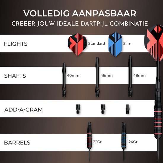 Navy Strikes Dartpijlen Set 22 24 Gram - 61 Delige Set - 6 Dartspijlen - Flights Darts en Dart Shafts - Darten - Incl Add-a-Gram 23 25 Gram van Homeij — afbeelding 5