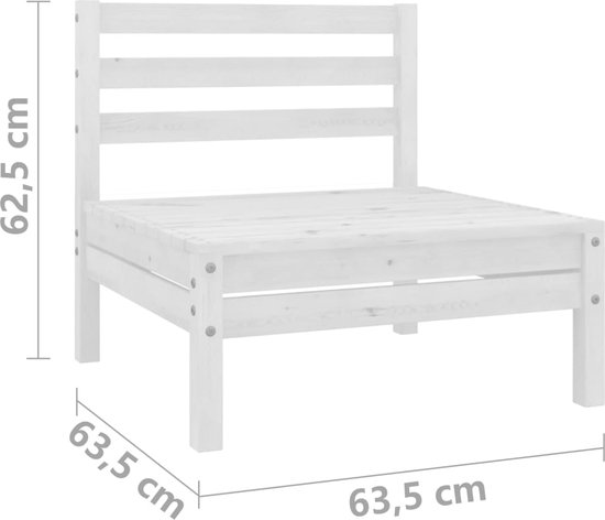 vidaXL Ensemble de salon - Bois de pin - Wit - 63,5 x 63,5 x 62,5 cm - Ensemble de jardin